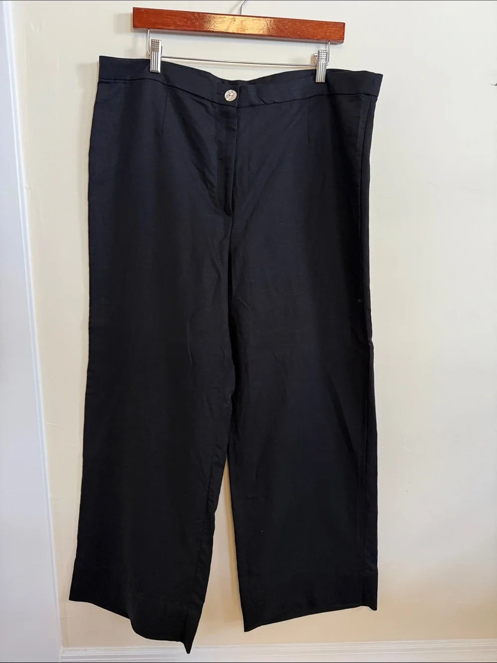 🐝 NWT 🐝 LINEN Blend H&M Black Wide Leg Trousers